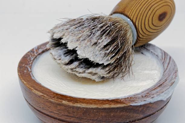 Shaving brush with soap residue